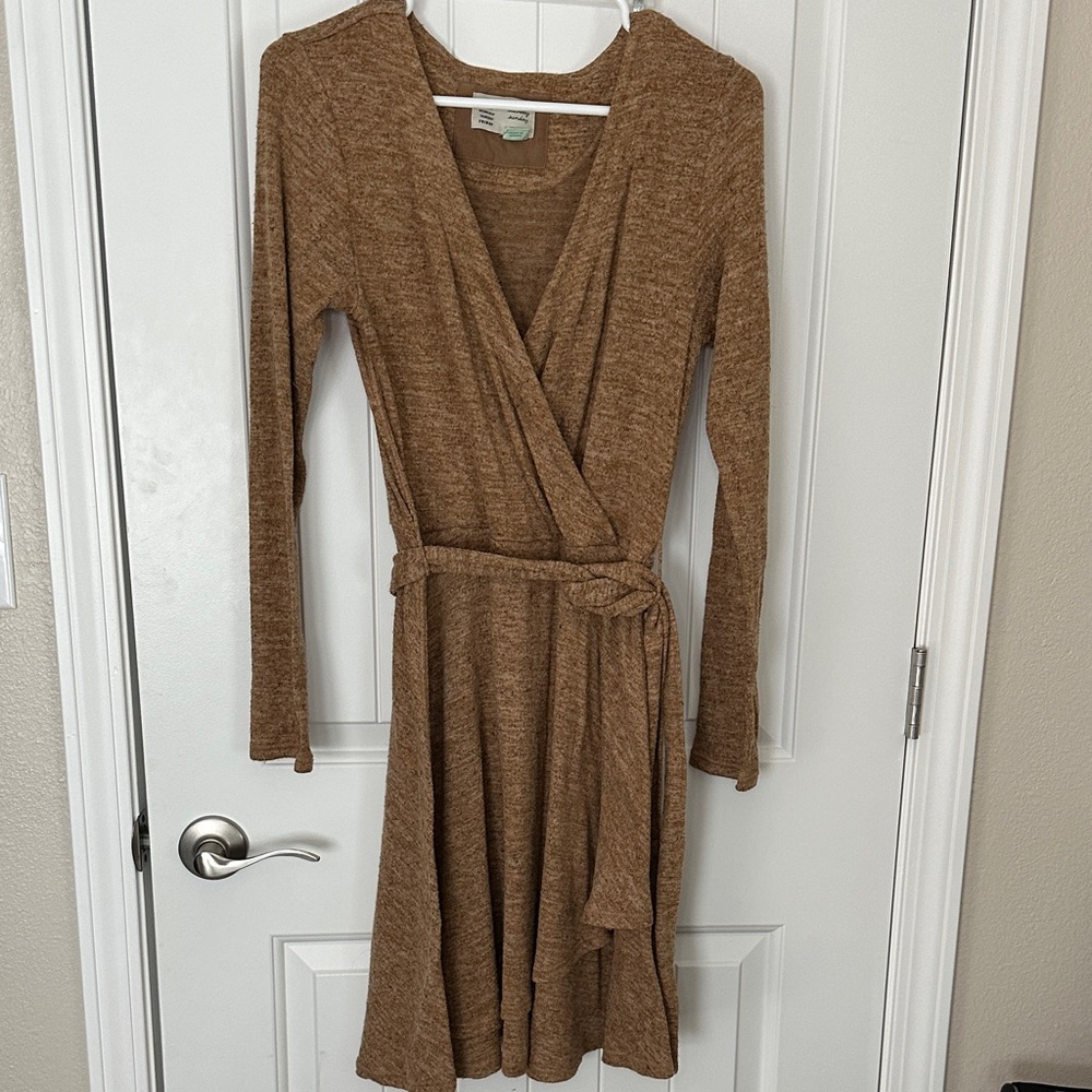 Saturday Sunday by Anthropologie Brown Long Sleeve Wrap Dress